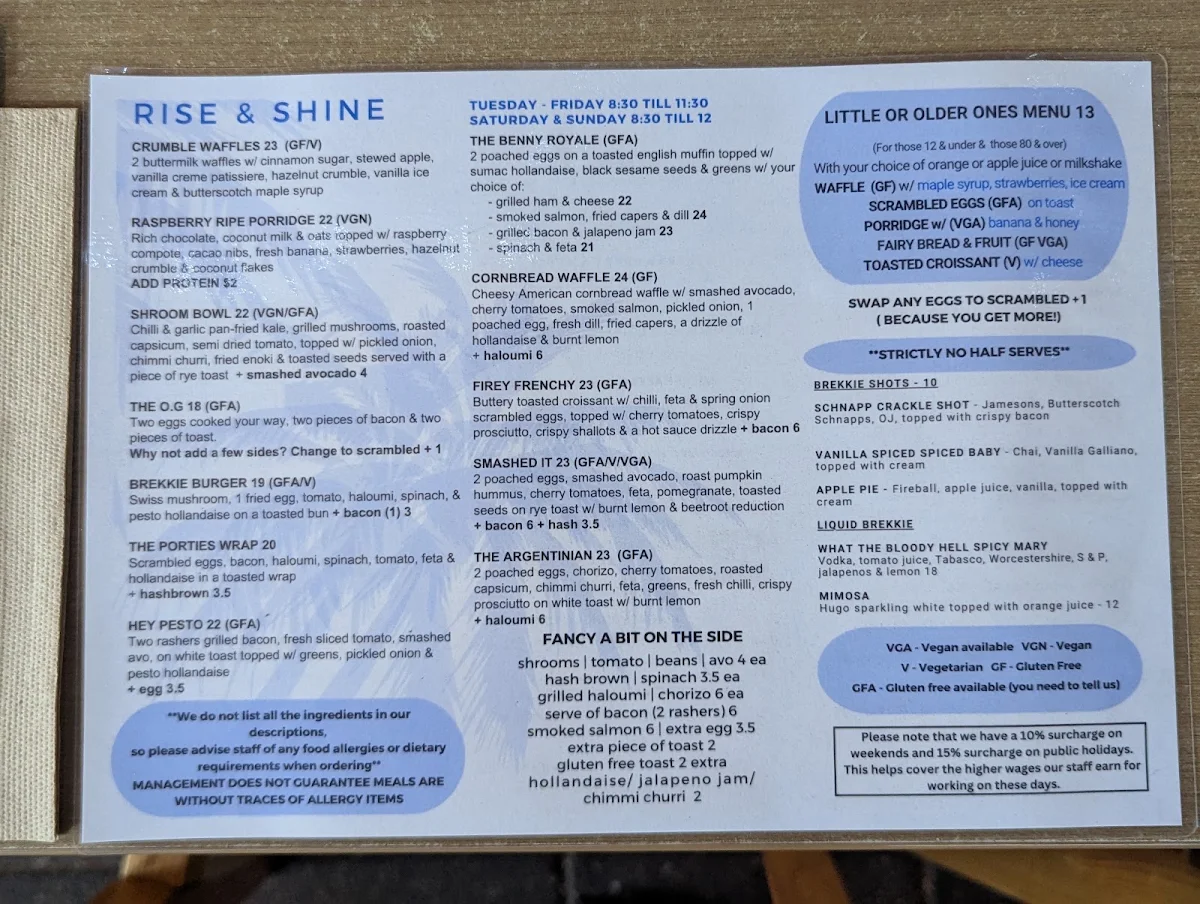 Menu, Agatha's