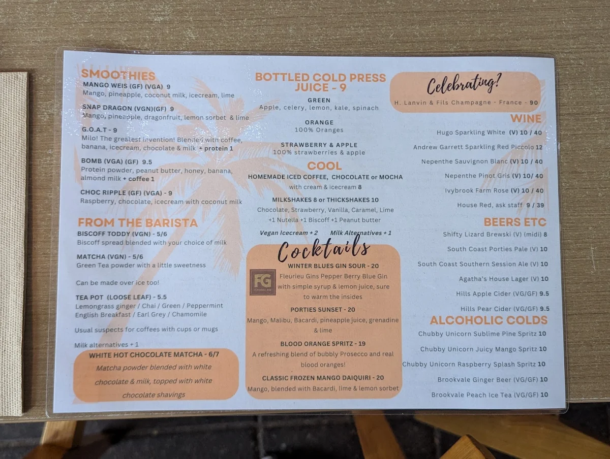Menu, Agatha's