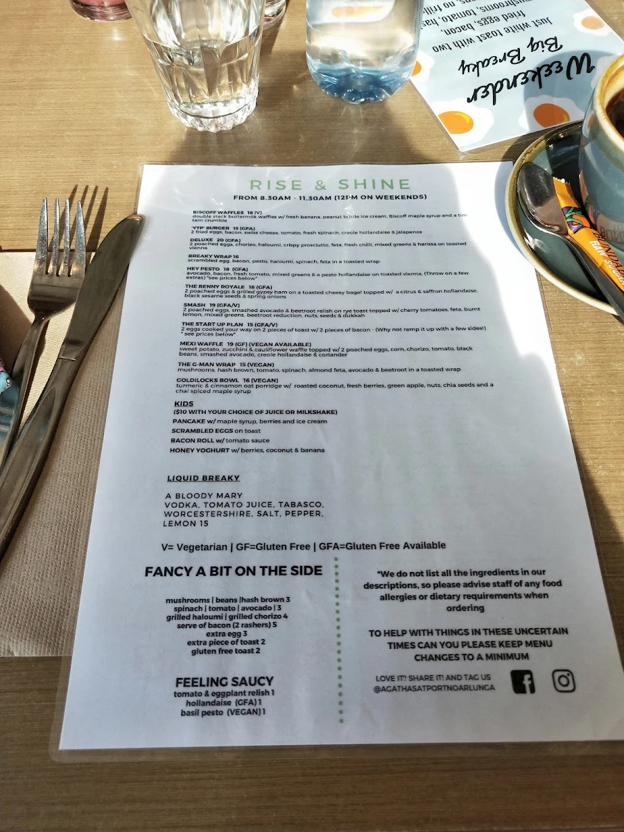 Menu, Agatha's