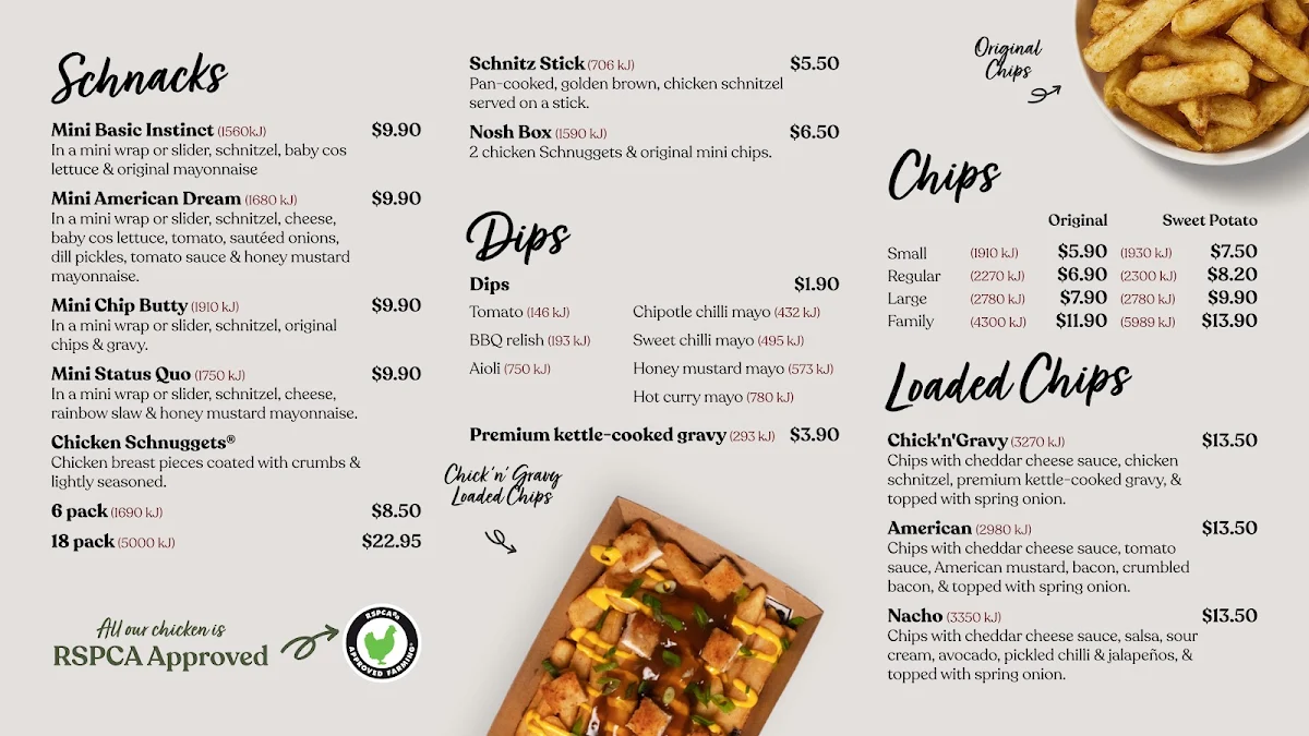 Menu, Schnitz Burwood One
