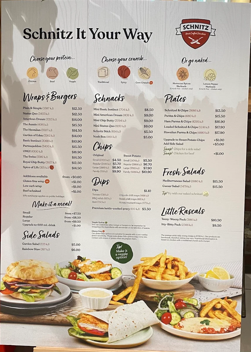 Menu, Schnitz Burwood One