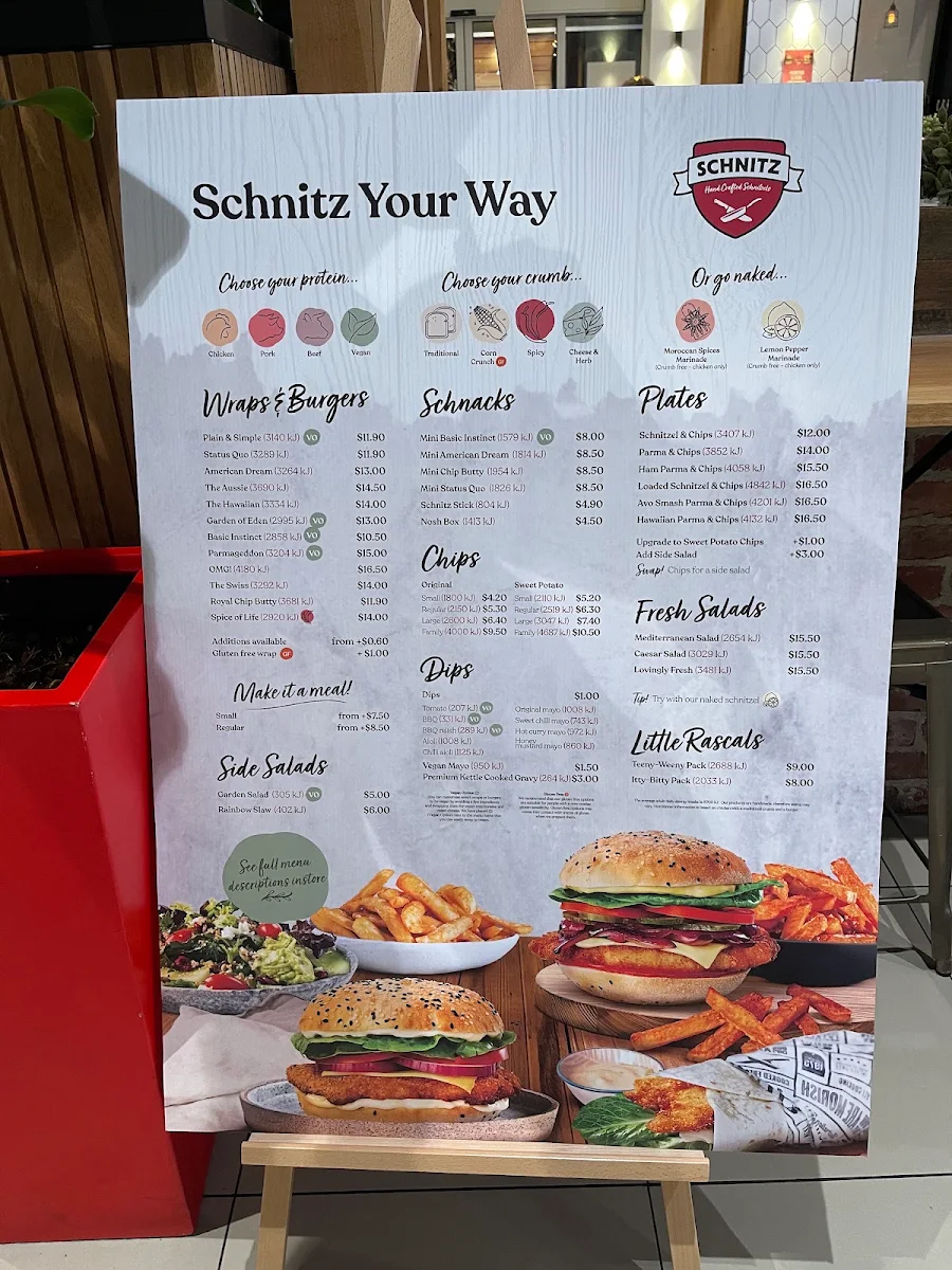 Menu, Schnitz Burwood One