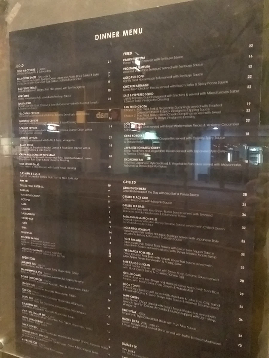 Menu, KUZA