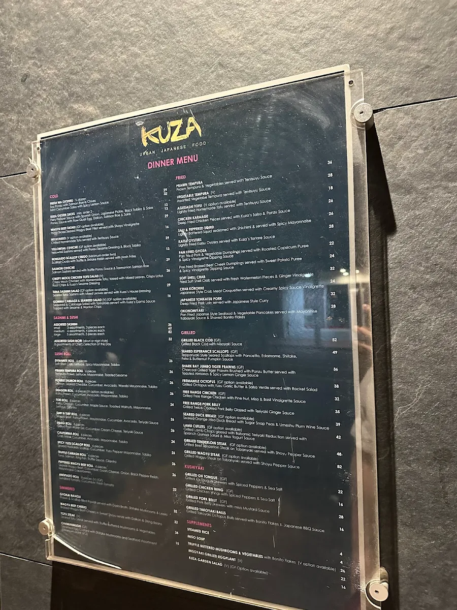 Menu, KUZA