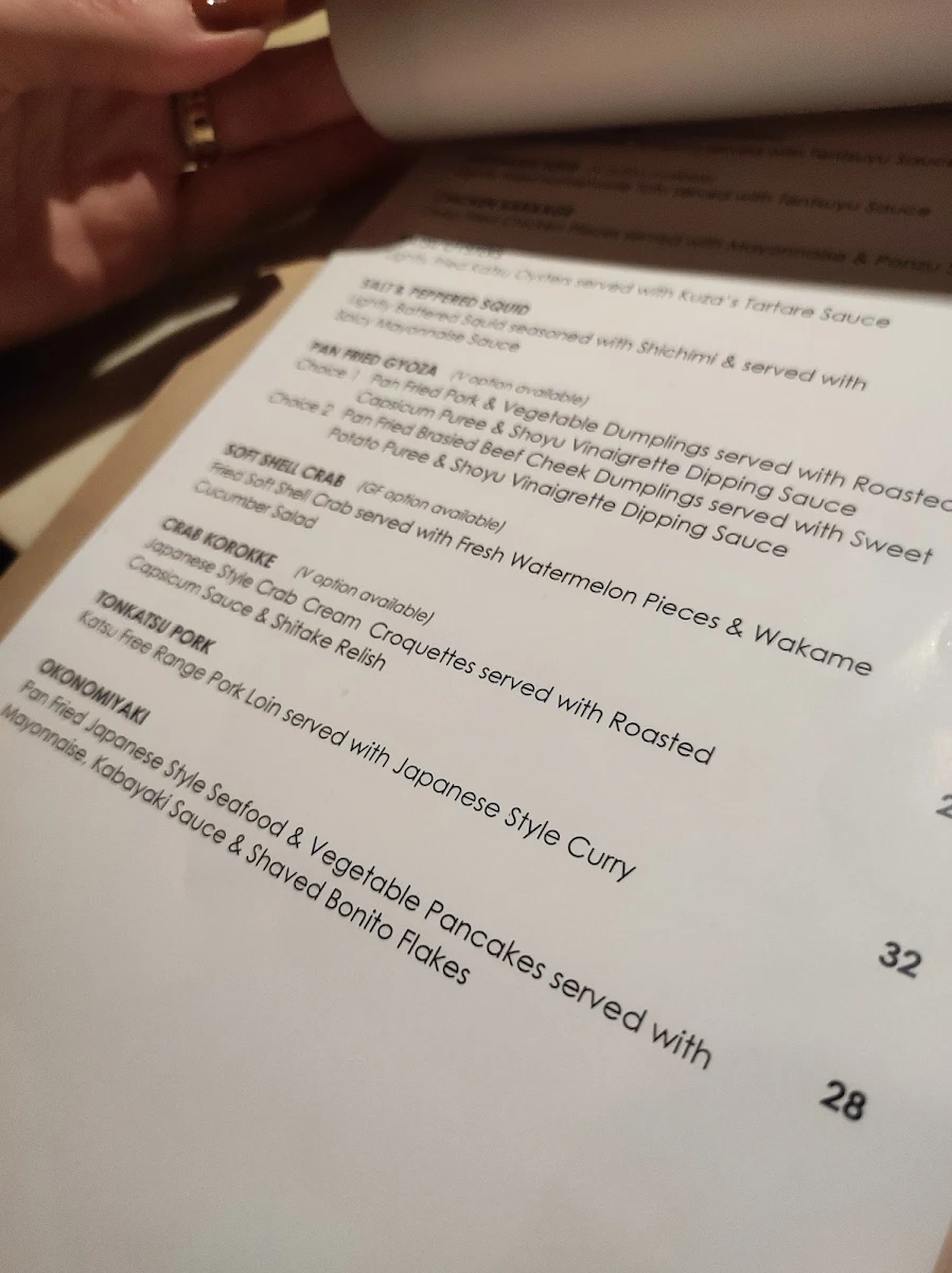Menu, KUZA