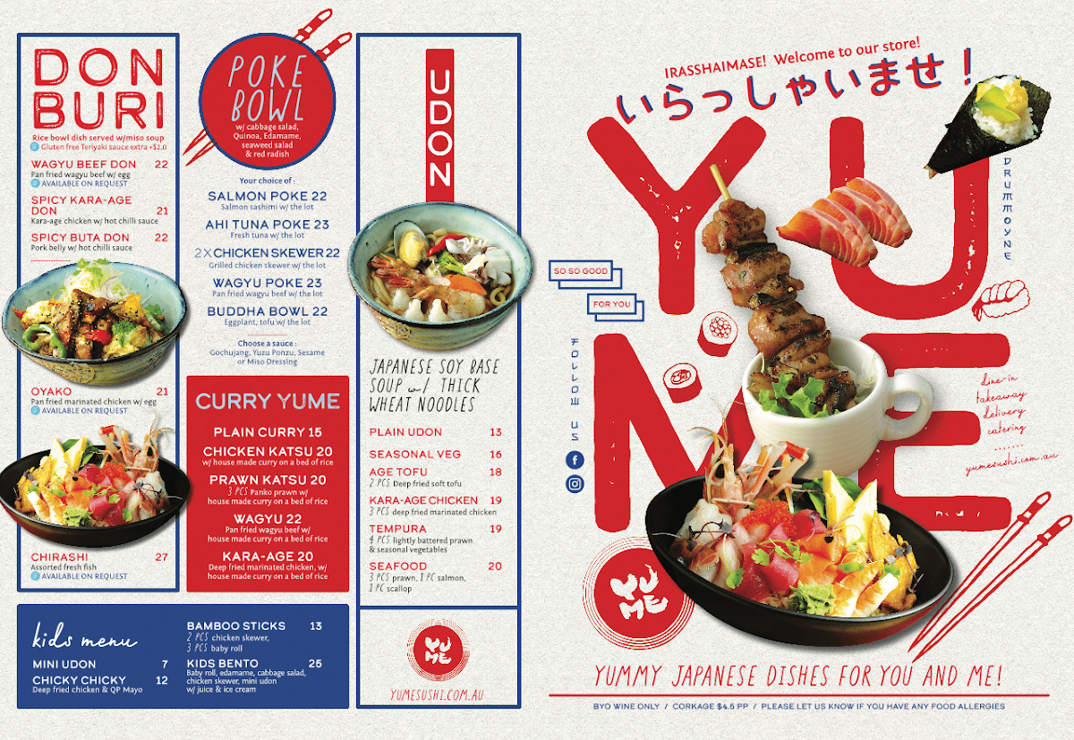 Menu, Yume sushi