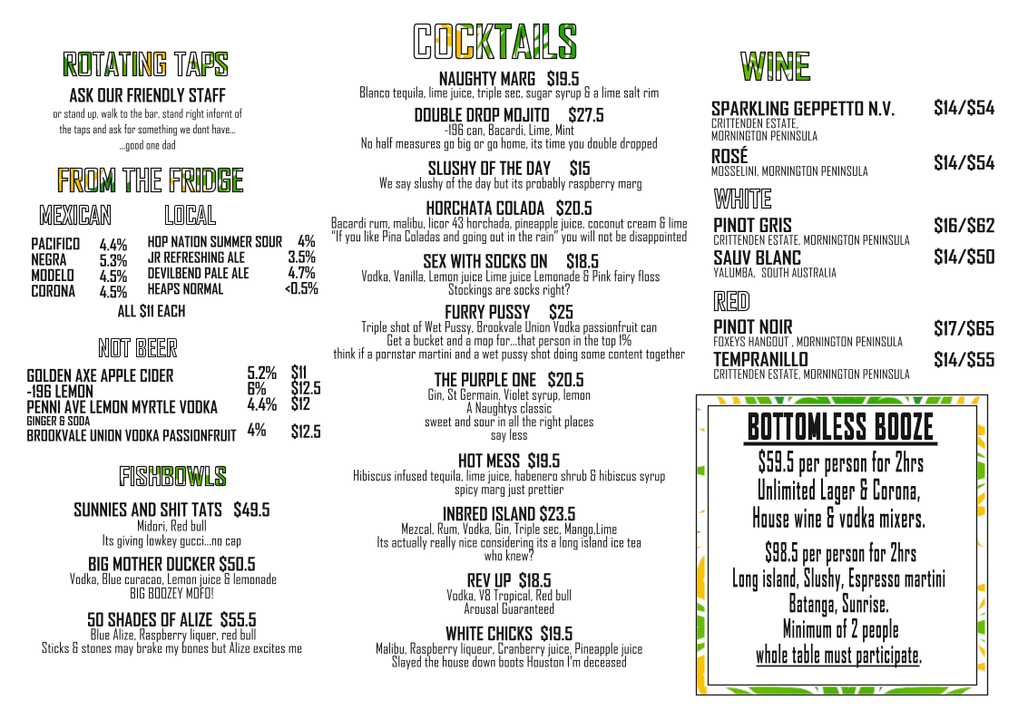 Menu, Naughty Norman