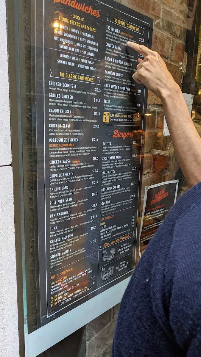 Menu, North Sandwich & Burger Kent St