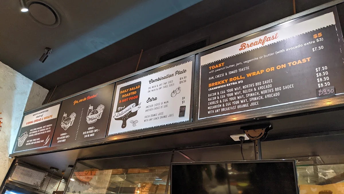 Menu, North Sandwich & Burger Kent St