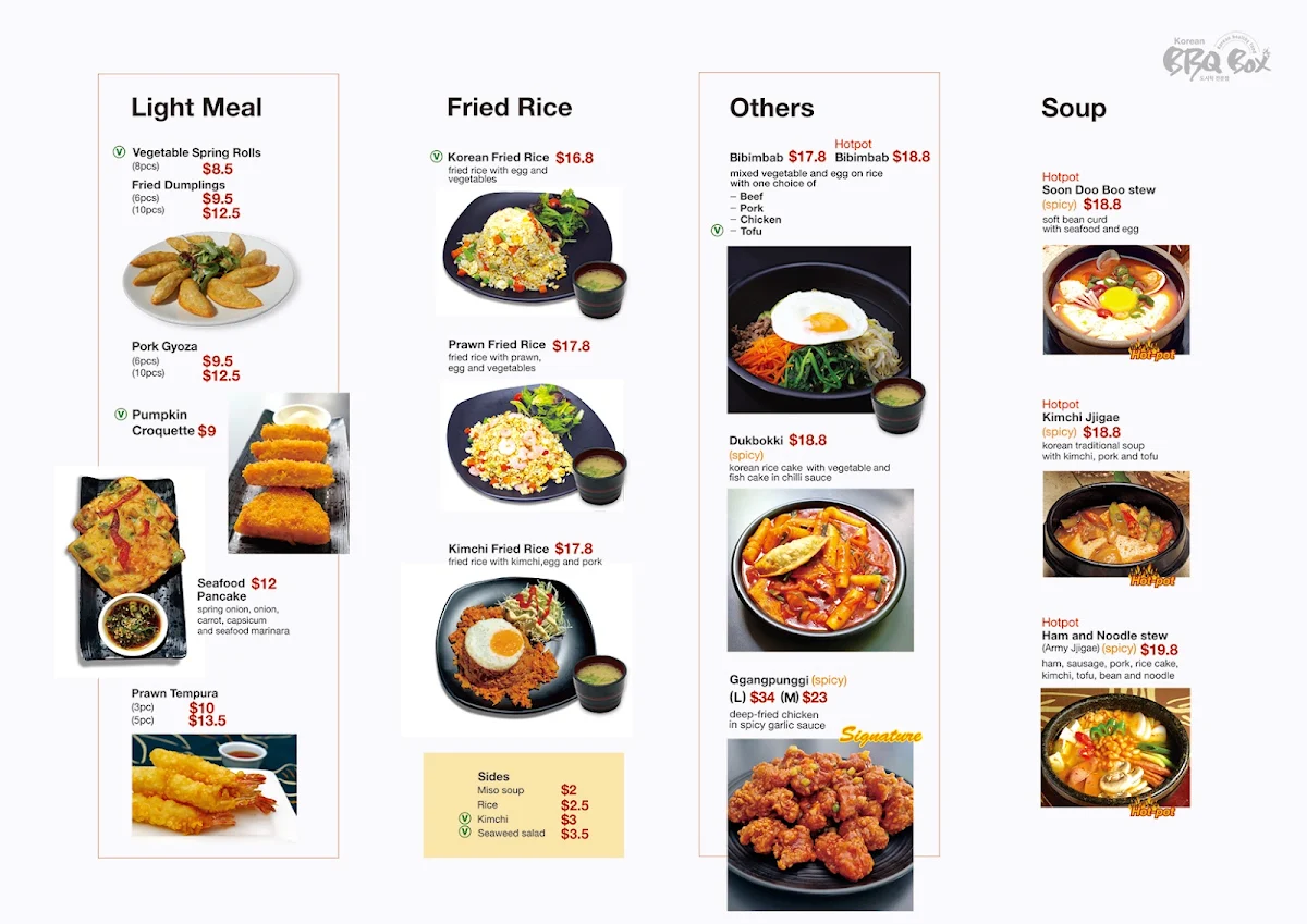 Menu, BBQ BOX