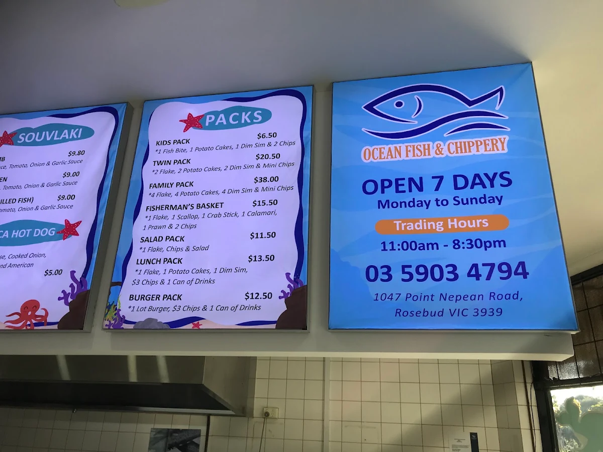 Menu, Ocean Fish & Chippery