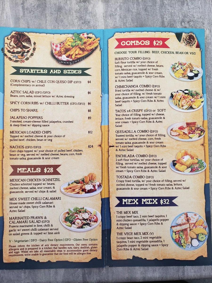 Menu, Lexie's on the Beach & The Crow's Nest (upstairs)