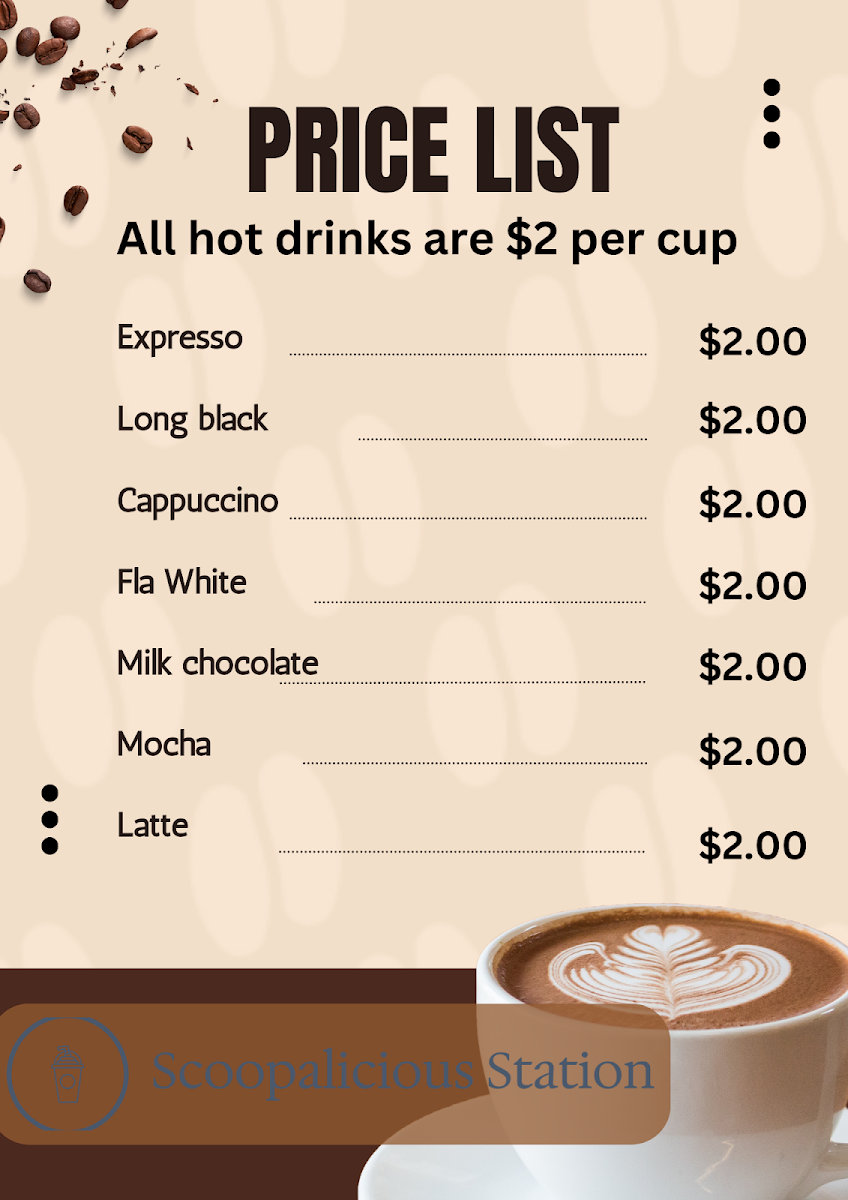 Menu, Scoopalicious Station by Astron Glen Innes