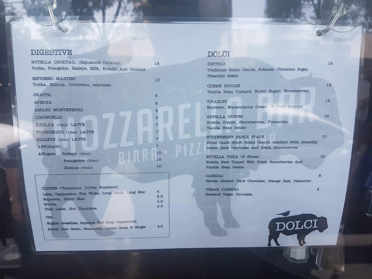 Menu, Mozzarella Bar