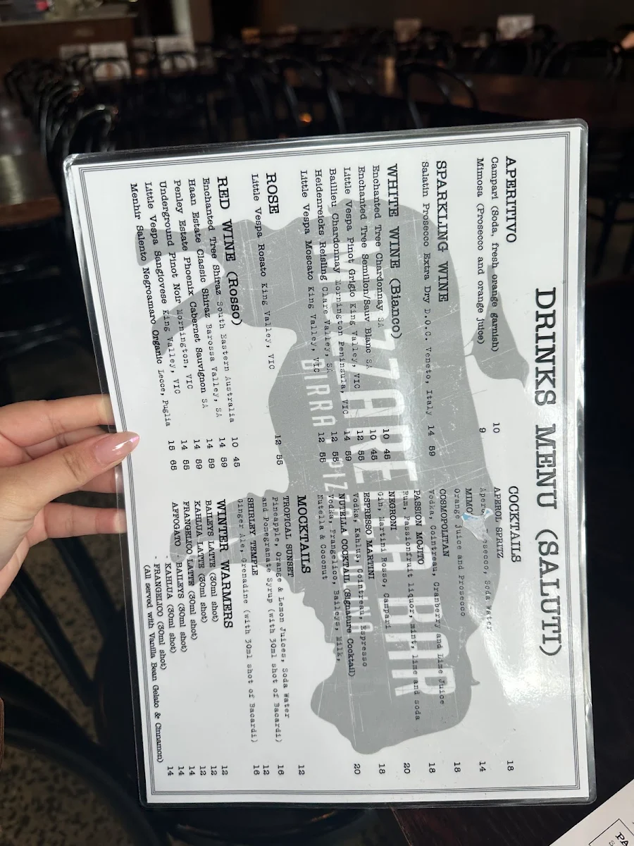 Menu, Mozzarella Bar
