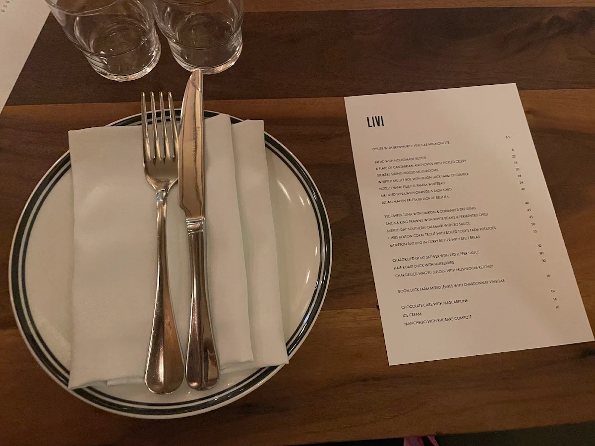 Menu, Bistro Livi