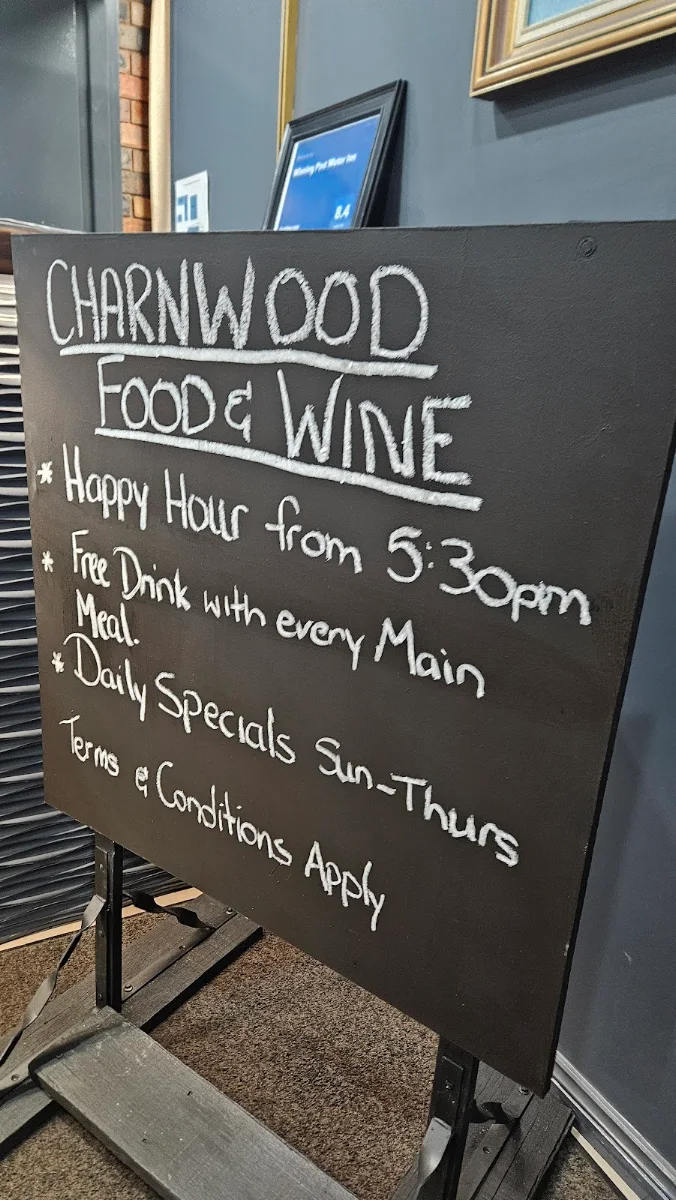 Menu, Charnwood Food & Wine