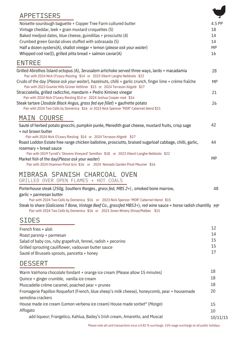 Menu, Yardbird Restaurant