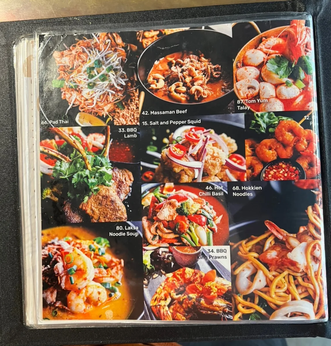 Menu, The House of Thai