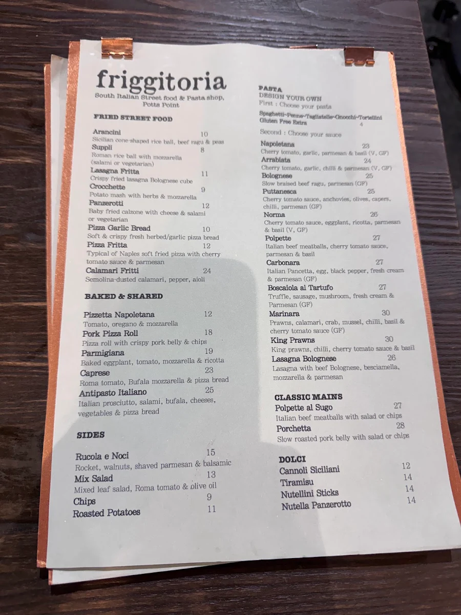 Menu, Friggitoria