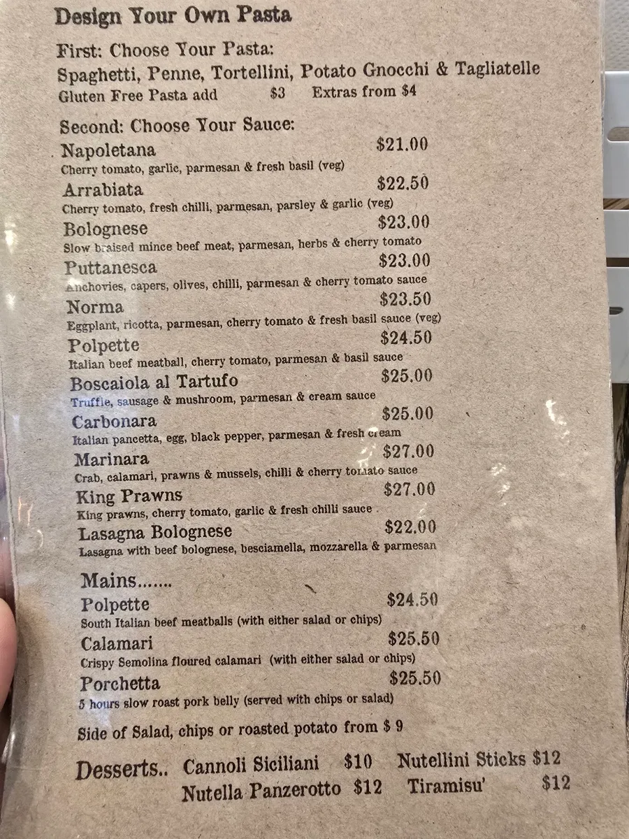 Menu, Friggitoria