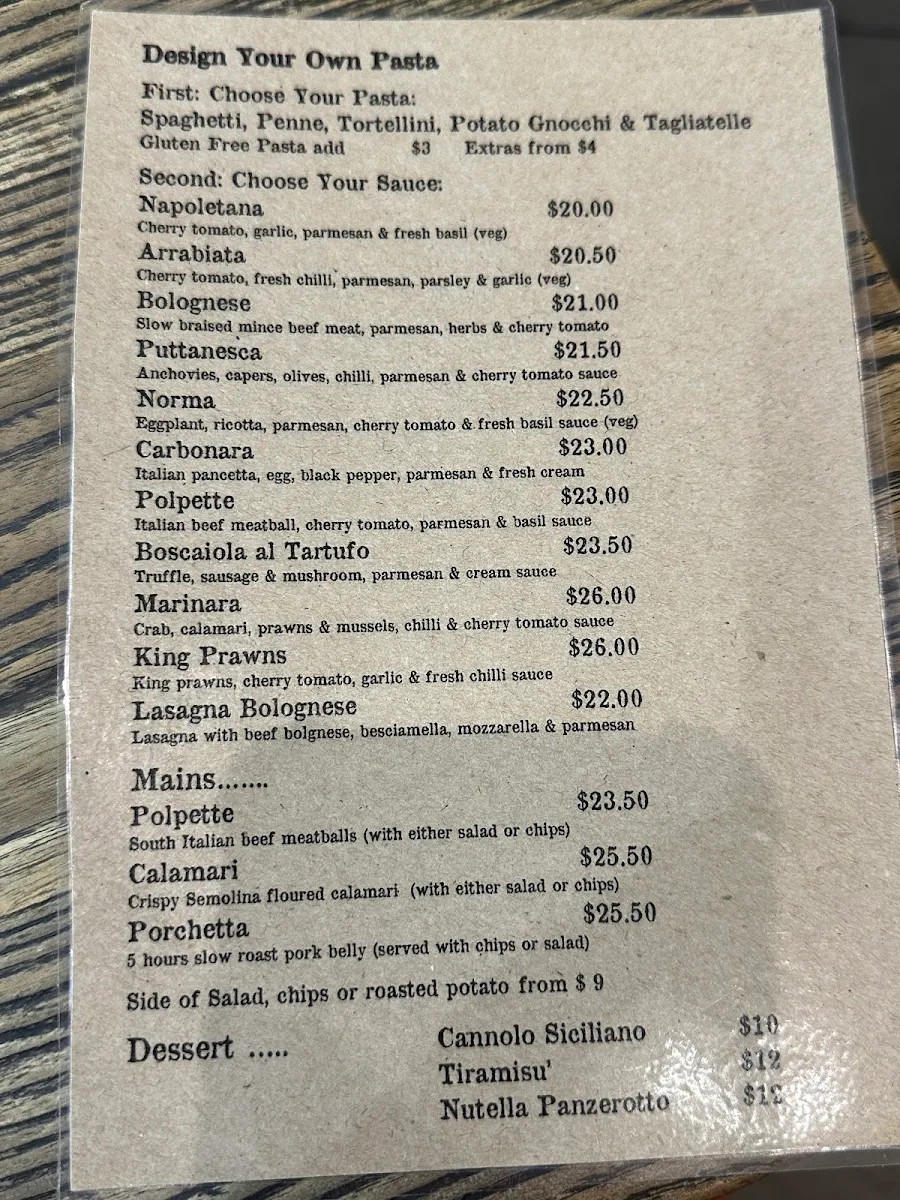 Menu, Friggitoria