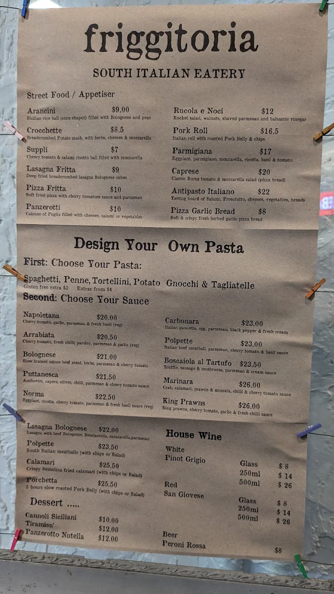 Menu, Friggitoria