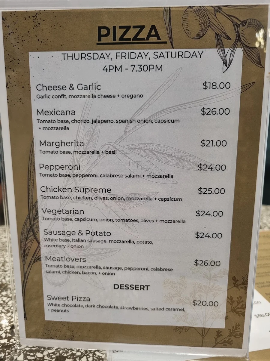 Menu, Trevino's Restaurant Gold Creek