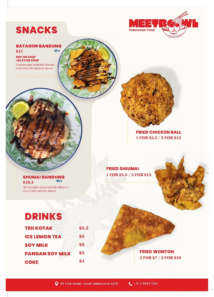 Menu, Meetbowl