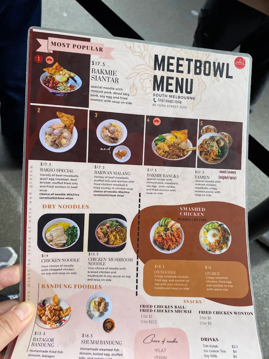 Menu, Meetbowl