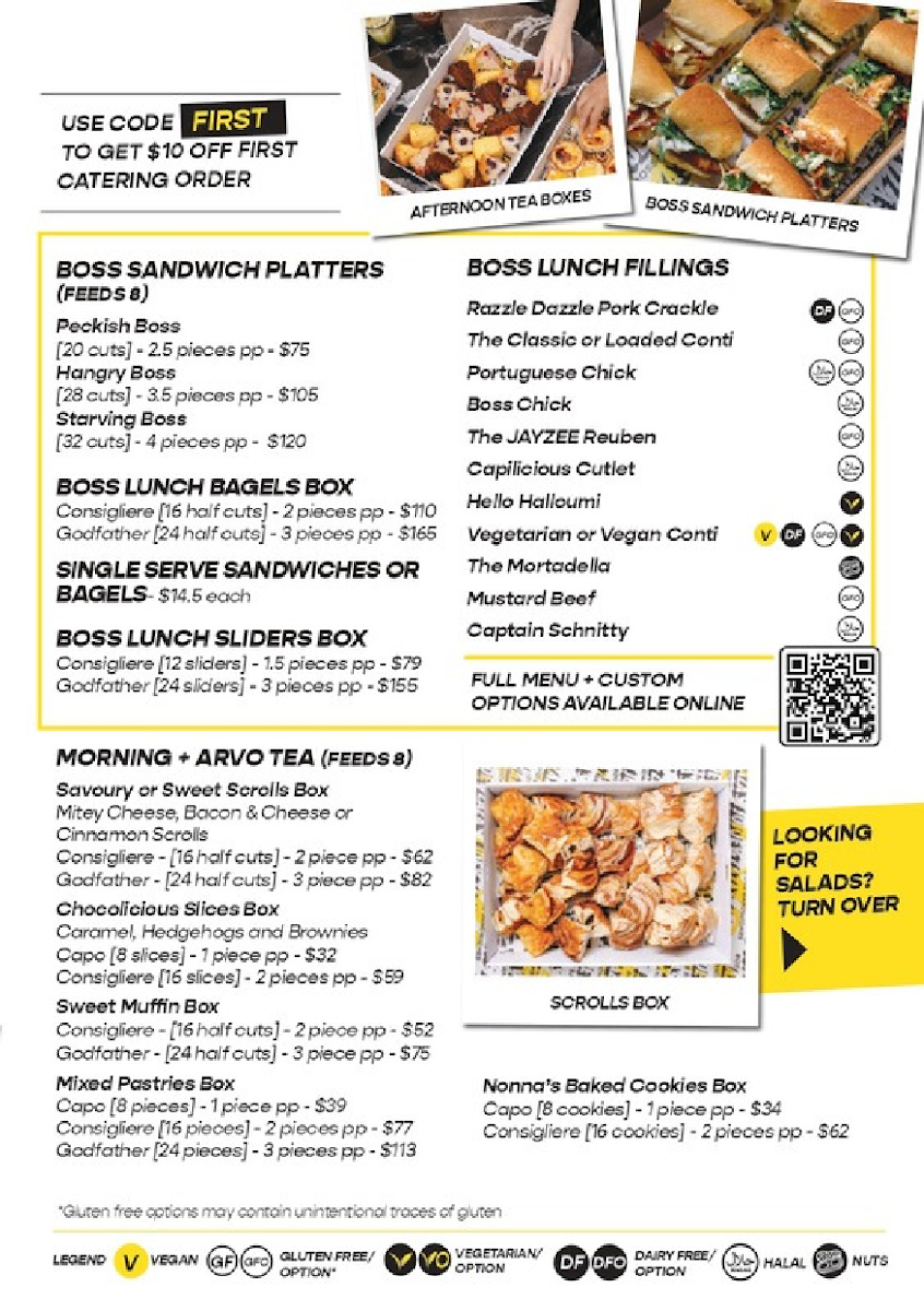 Menu, Joey Zaza's