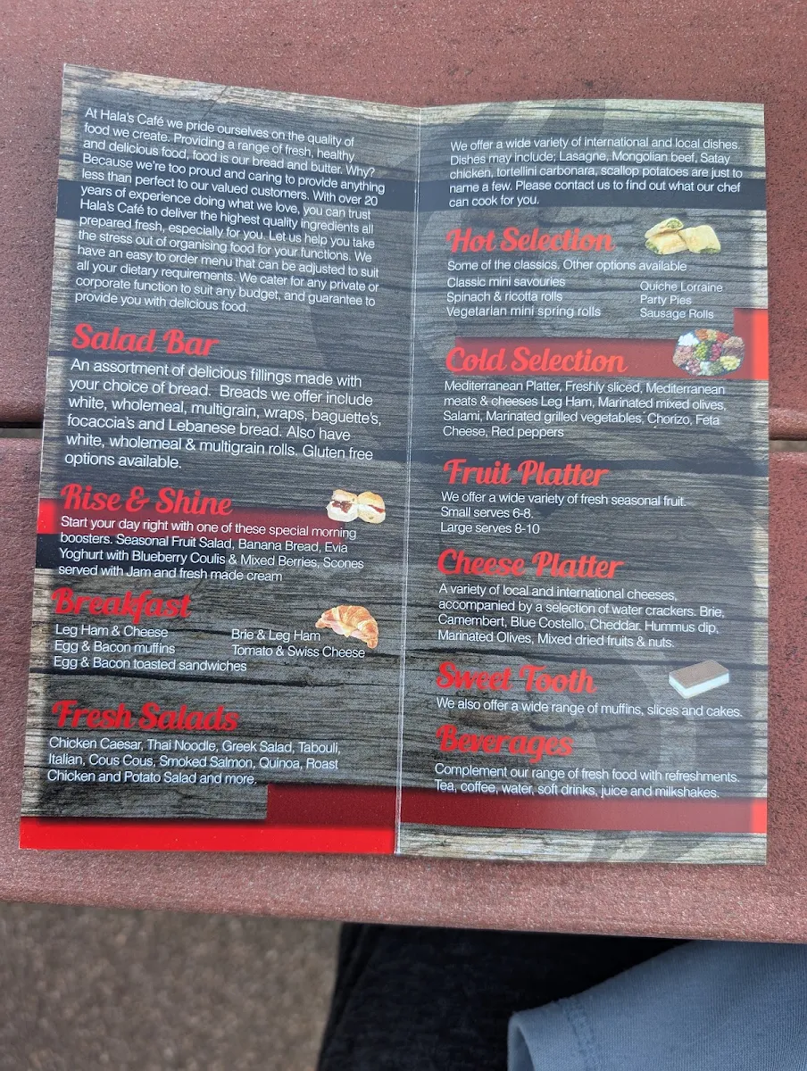 Menu, Hala’s Cafe