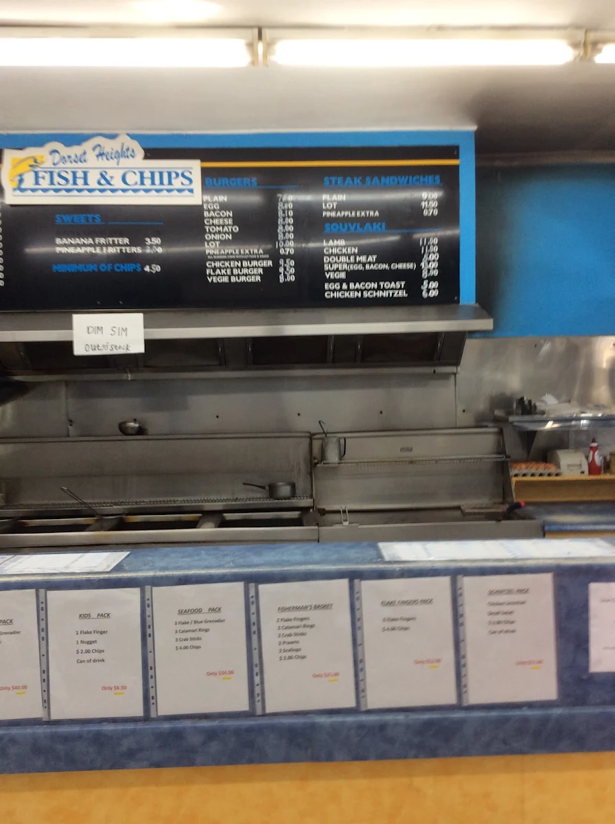 Menu, Dorset Heights Fish & Chips