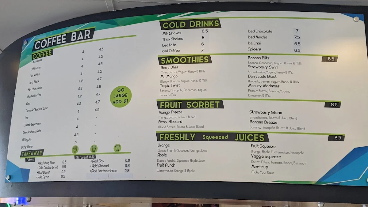 Menu, Cornercaf Eltham