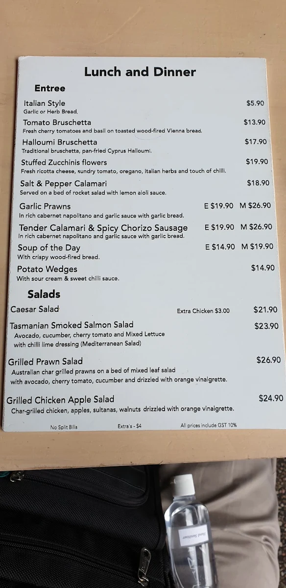 Menu, Tokio Hotel Restaurant