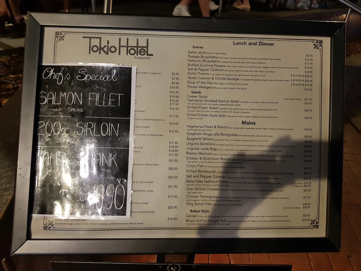 Menu, Tokio Hotel Restaurant
