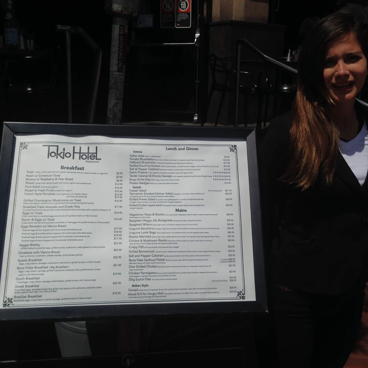 Menu, Tokio Hotel Restaurant