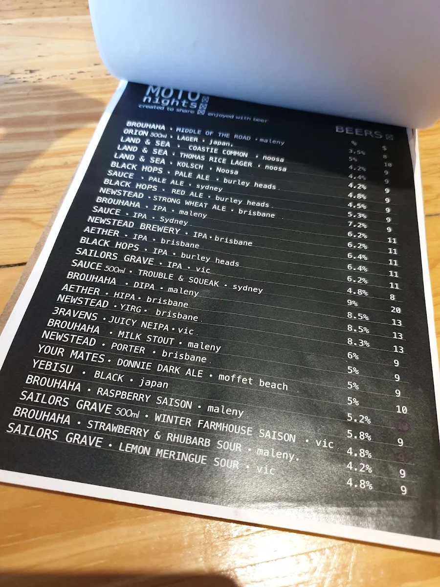 Menu, MOTO