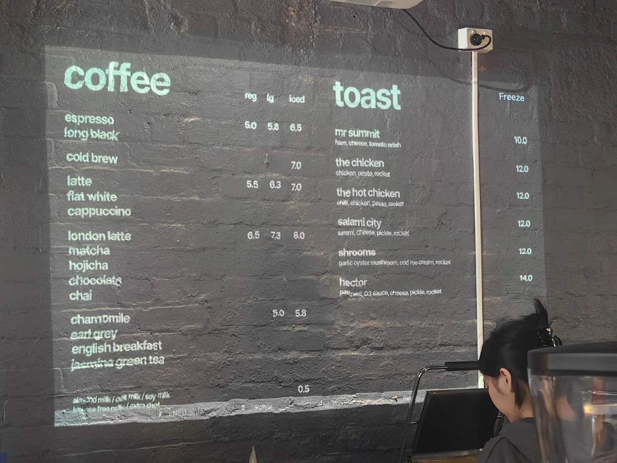 Menu, O3 Southbank
