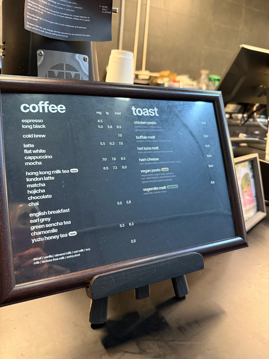 Menu, O3 Southbank