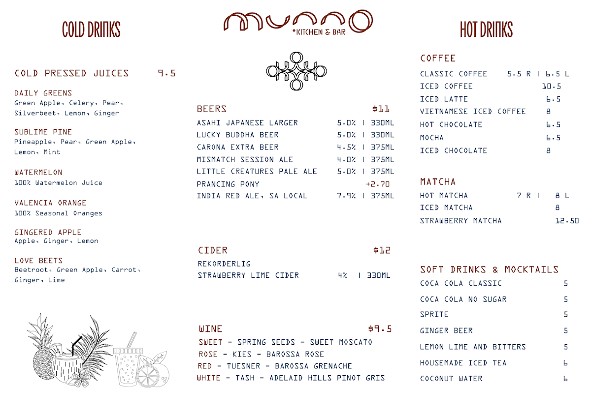 Menu, Munno Kitchen