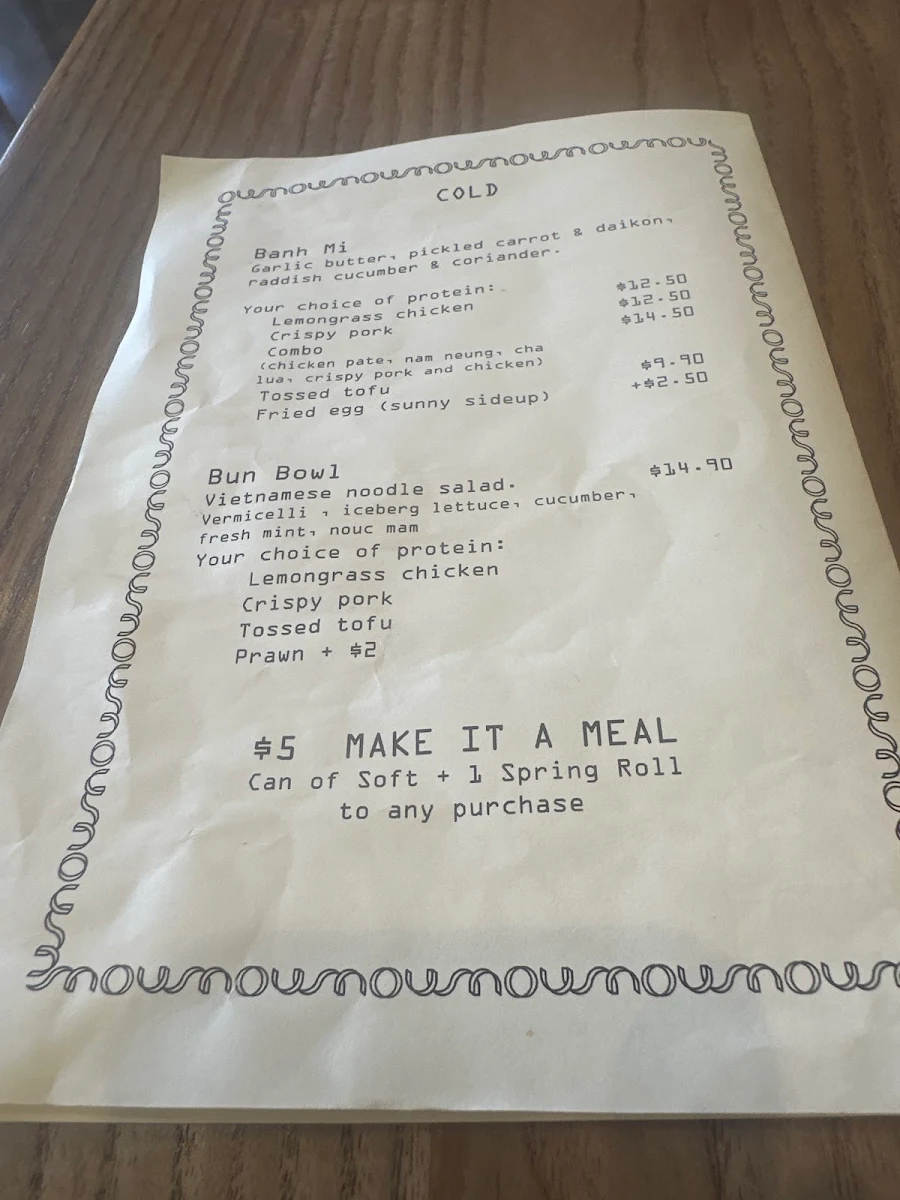 Menu, Munno Kitchen