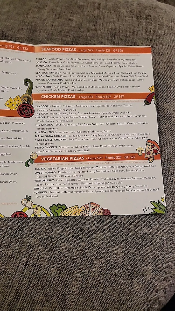 Menu, G Pizza Mayfield