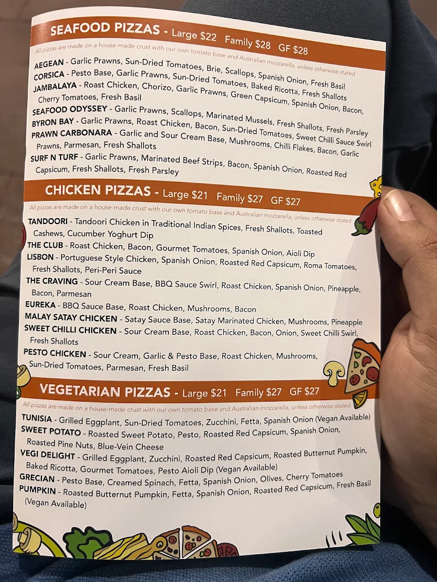 Menu, G Pizza Mayfield