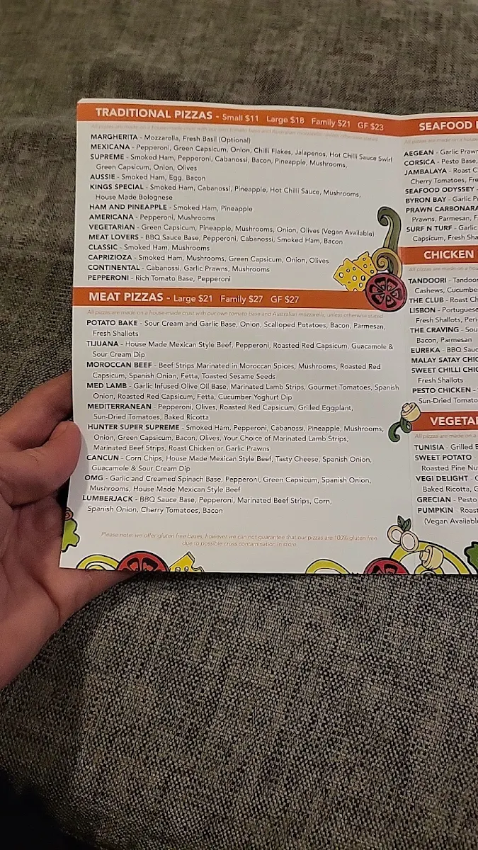 Menu, G Pizza Mayfield