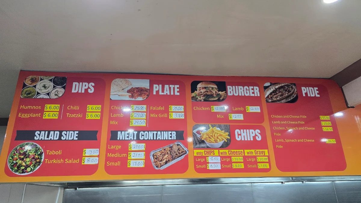 Menu, Jindi Kebab House