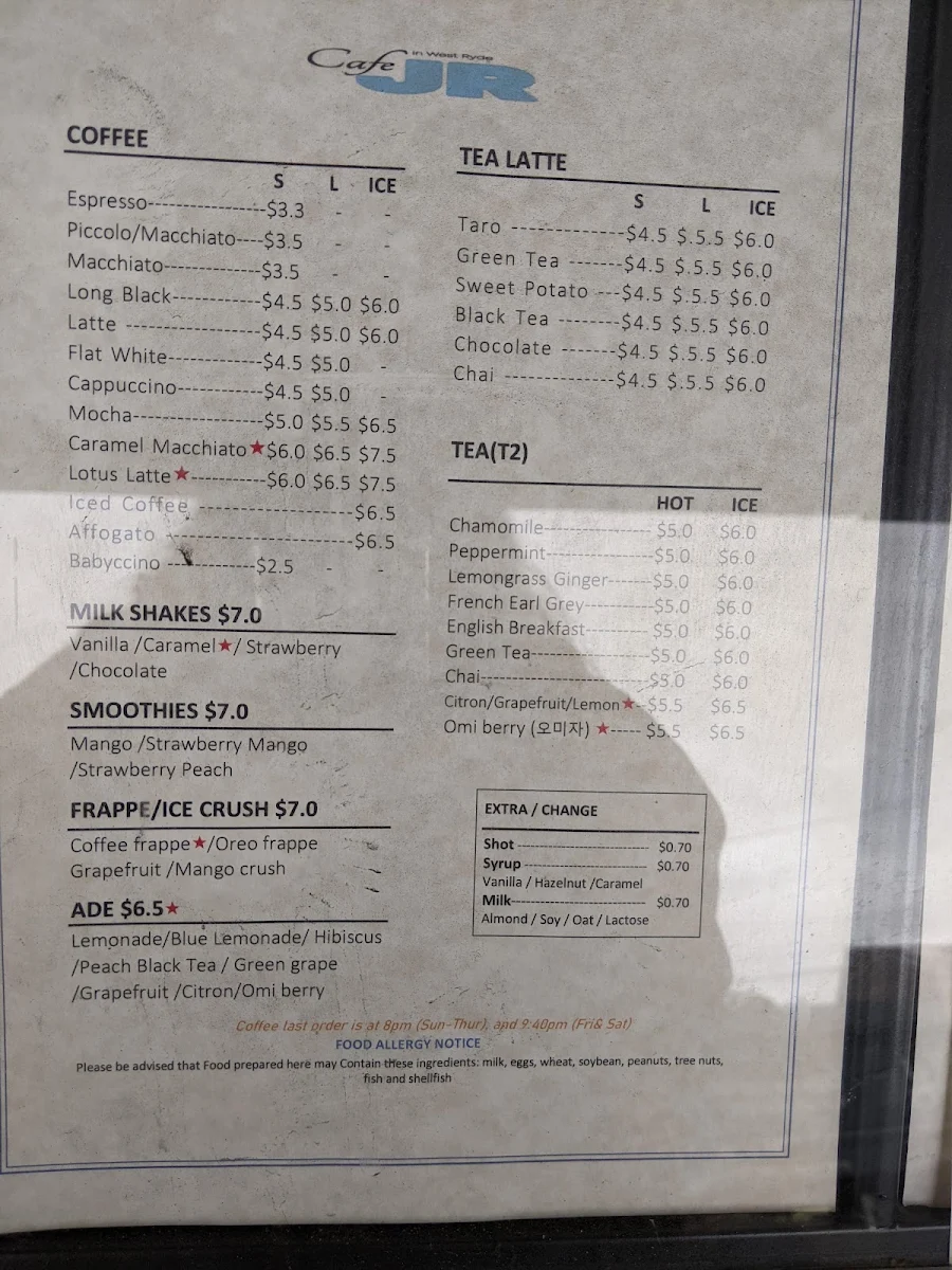 Menu, Breakpoint cafe (Parking available on Graf ave)