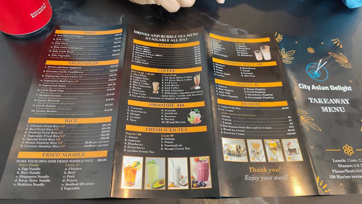 Menu, Asian Delight Geraldton