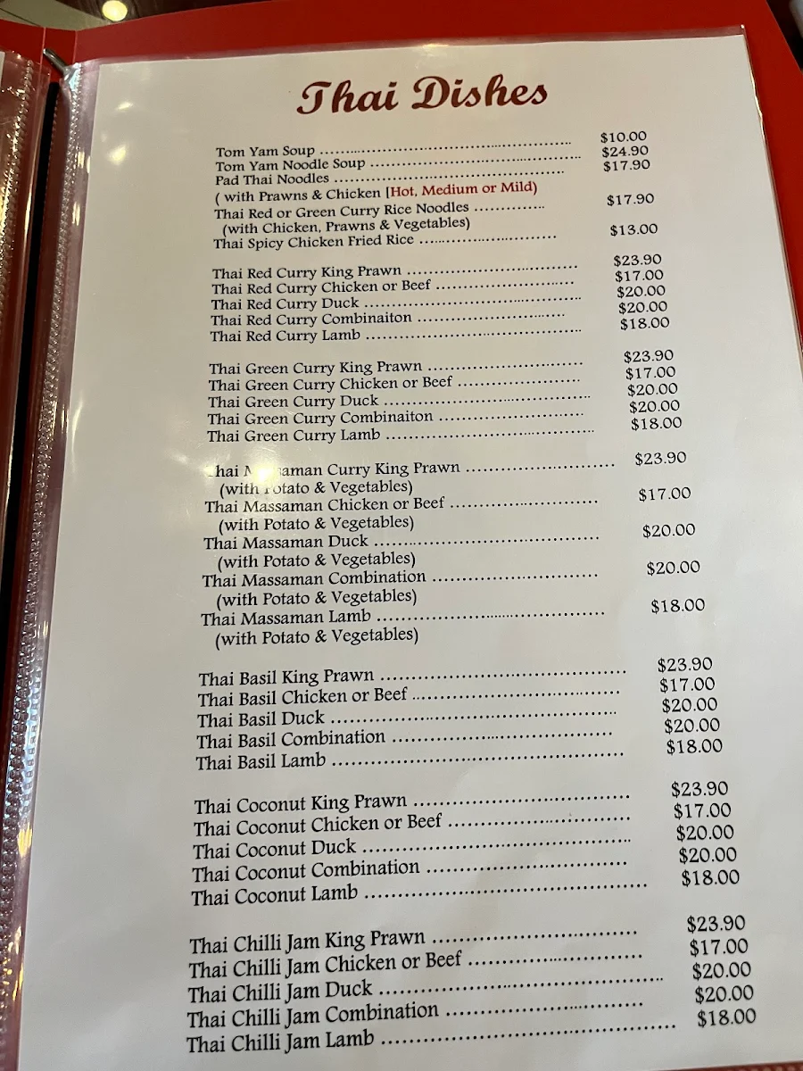 Menu, Peacock Gardens Chinese & Thai Restaurant