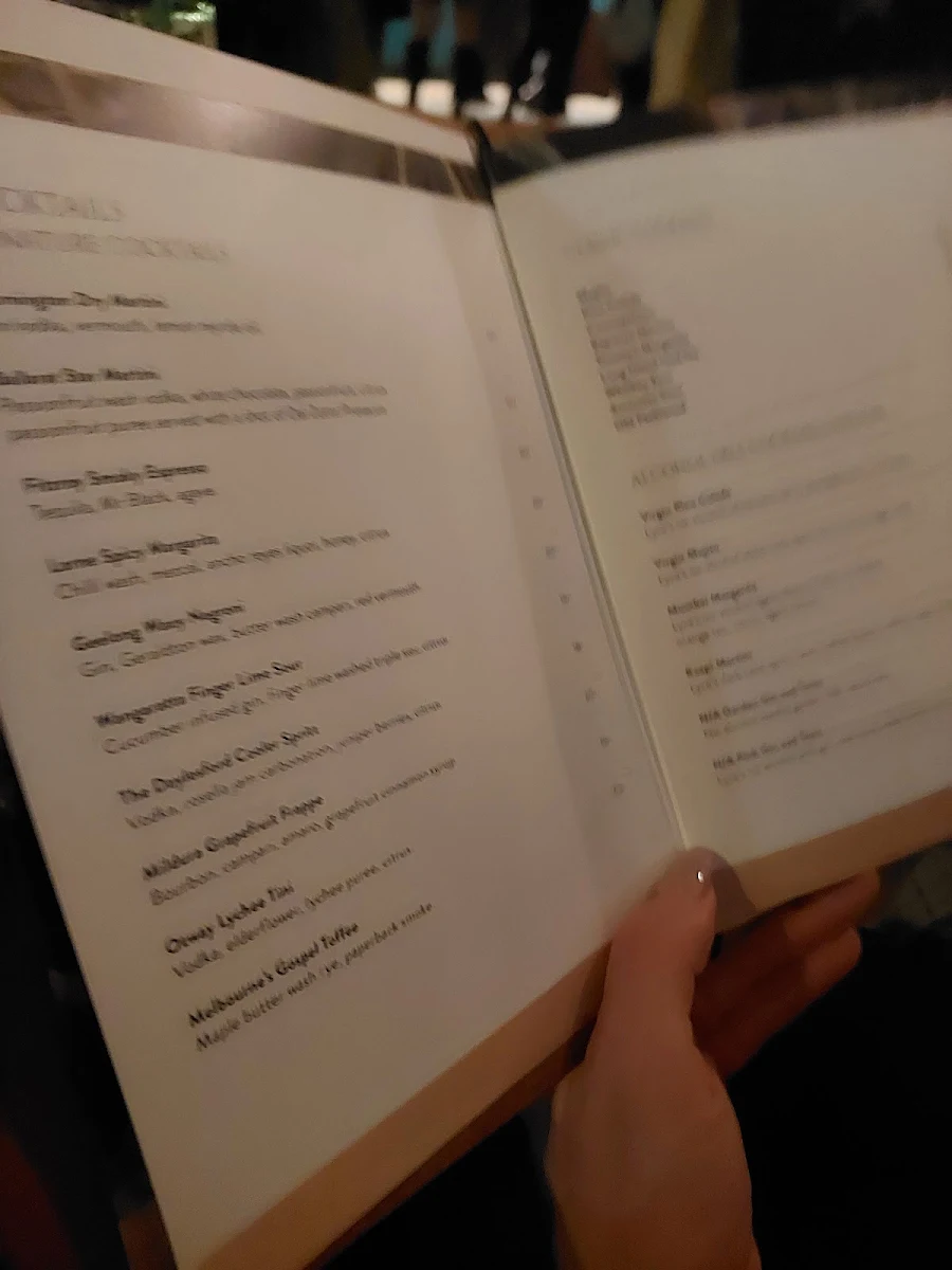 Menu, The Brass Monkey
